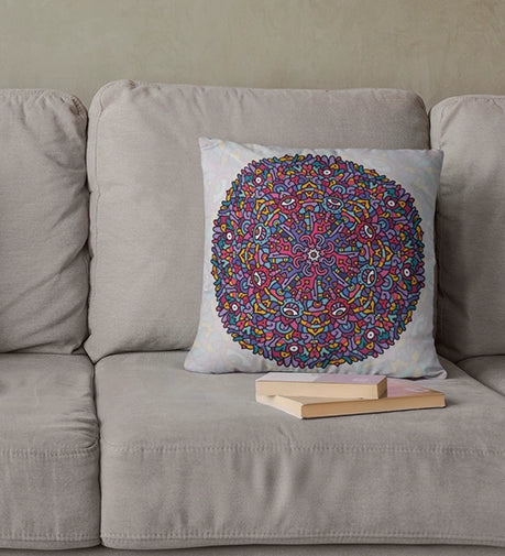 Set of two decorative cushions with fillers, featuring Mandala and Zen designs, with intricate patterns and soft, premium fabric for a serene and elegant look.