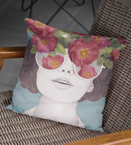 Blossom Gaze Stylized Cushion featuring a delicate floral-inspired design with soft, artistic details.