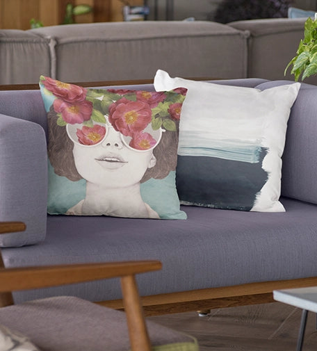 Blossom Gaze Stylized Cushion featuring a delicate floral-inspired design with soft, artistic details.