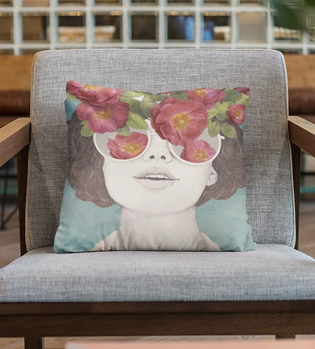 Blossom Gaze Stylized Cushion featuring a delicate floral-inspired design with soft, artistic details.