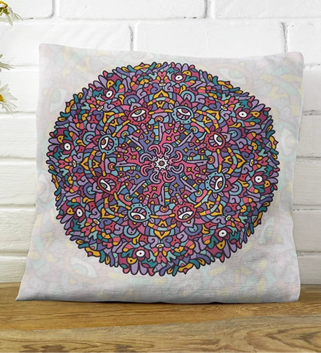 Set of two decorative cushions with fillers, featuring Mandala and Zen designs, with intricate patterns and soft, premium fabric for a serene and elegant look.