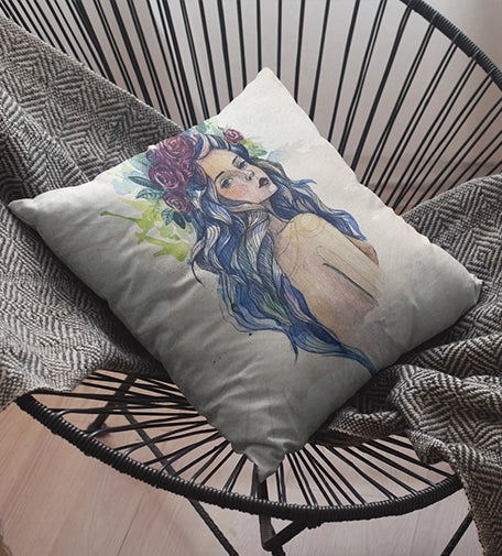 Set of two decorative cushions with fillers, featuring Serenity and Mystique designs, crafted from soft, high-quality fabric with elegant patterns for a cozy and stylish touch.