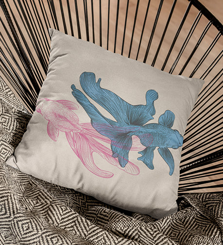 Finscape Stylized Cushion with a flowing, wave-like pattern inspired by oceanic landscapes.