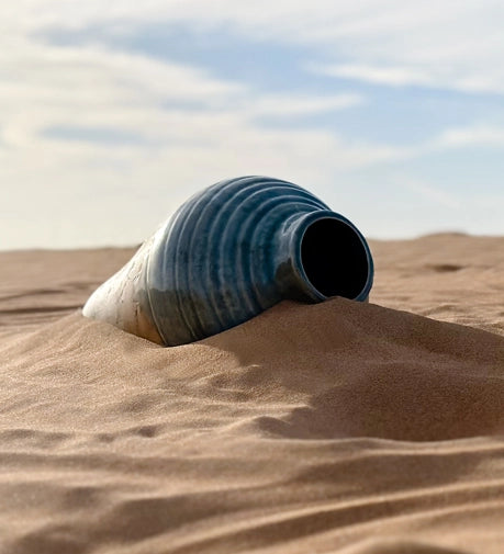 Liwa sandscape vase featuring textured, sandy tones and a sculptural design, evoking the natural beauty and serenity of desert landscapes.