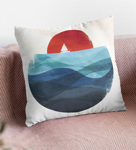 Sail Stylized Cushion with a sleek, modern design and artistic pattern