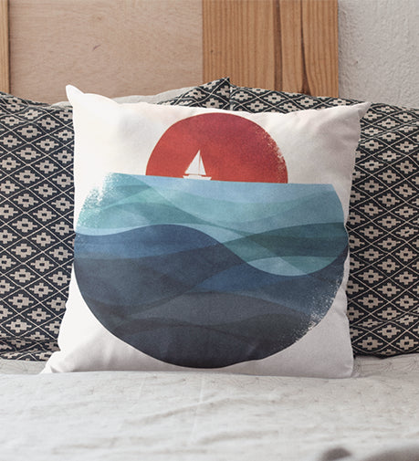 Sail Stylized Cushion with a sleek, modern design and artistic pattern